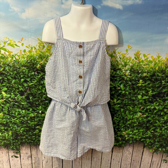 H&M Girls Light Blue Striped Cotton 2 Piece Set Size 8-9 (SKU 111G) - Picture 1 of 6